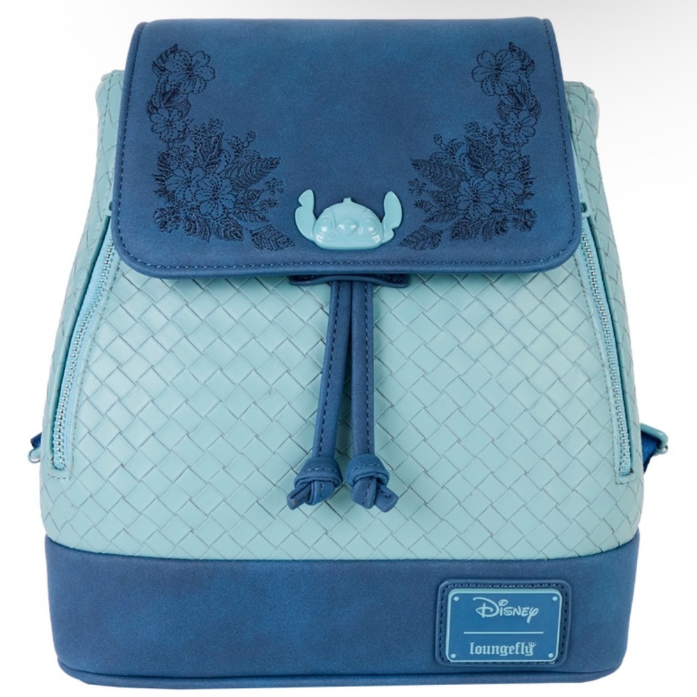 Disney Loungefly Stitch Embroidered Floral Drawstring Mini Backpack